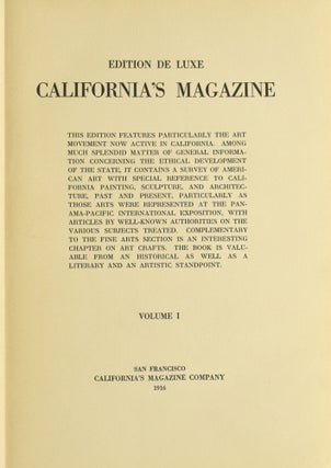 [WESTERN AMERICANA] CALIFORNIA’S MAGAZINE (Edition De Luxe) Volume I