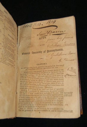 ACTS OF THE GENERAL ASSEMBLY OF THE COMMONWEALTH OF PENNSYLVANIA [1812, 1813, 1814] (3 books bound as one)