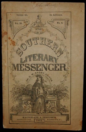 Item #264751 THE SOUTHERN LITERARY MESSENGER. OCTOBER, 1861; NO.4 (Confederate Imprint)....