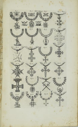 A COMPLETE BODY OF HERALDRY: CONTAINING AN HISTORICAL ENQUIRY ... [WITH] GLOVER’S ORDINARY OF ARMS, AUGMENTED AND IMPROVED; [WITH] AN ALPHABET OF ARMS, CONTAINING UPWARDS OF FIFTY THOUSAND COATS, WITH THEIR CRESTS, ETC. AND A COPIOUS GLOSSARY, EXPLAINING ALL THE TECHNICAL TERMS USED IN HERALDRY. IN TWO VOLUMES. ILLUSTRATED WITH COPPER PLATES.