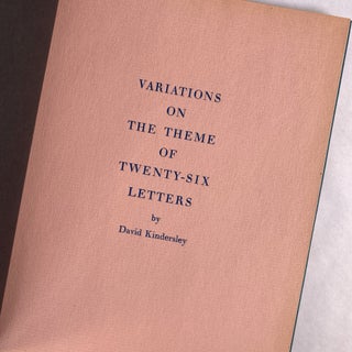 [SPECIAL PRESS] VARIATIONS ON A THEME OF TWENTY-SIX LETTERS
