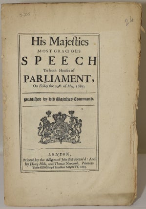 Item #279052 HIS MAJESTIES MOST GRACIOUS SPEECH TO BOTH HOUSES OF PARLIAMENT ON FRIDAY THE 22th...