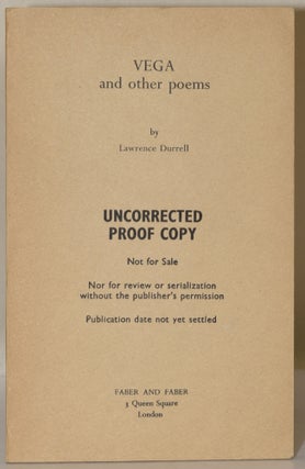 Item #280159 VEGA AND OTHER POEMS (Uncorrected Proof Copy). Lawrence Durrell