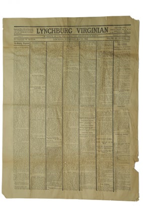 Item #281900 [NEWSPAPER] 1910 REPRINT OF THE MAY 13, 1863 ISSUE OF THE LYNCHBURG VIRGINIAN....