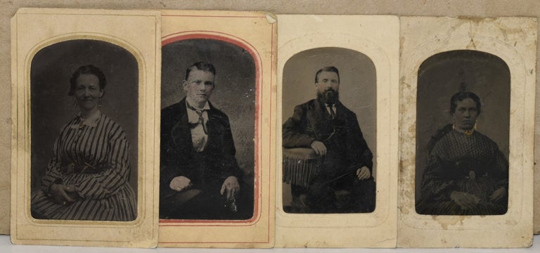 Item #282883 [TINTYPES] FOUR TINTYPES OF UNIDENTIFIED PERSONS FROM THREE PETERSBURG PHOTOGRAPHERS. John Bell | G. W. Minnis | C. Campbell, Photographers.