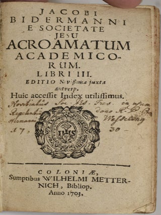 ACROAMATUM ACADEMICORUM LIBRI III
