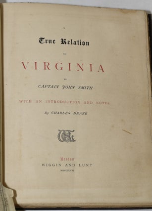 Item #284158 A TRUE RELATION OF VIRGINIA. John Smith | Charles Deane