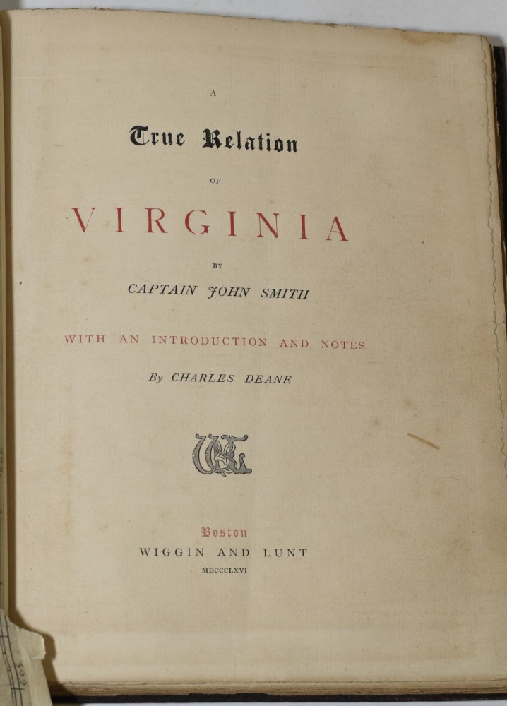 Item #284158 A TRUE RELATION OF VIRGINIA. John Smith | Charles Deane.