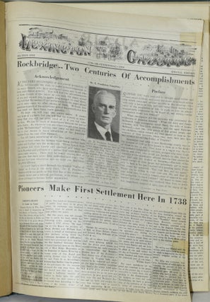 LEXINGTON GAZETTE: BI-CENTENNIAL ISSUE, 1738-1938. COMMEMORATING THE SETTLEMENT OF THE ROCKBRIDGE SECTION OF VIRGINIA BY THE WHITE MEN. A TRIBUTE TO THE SCOTCH-IRISH PIONEERS.