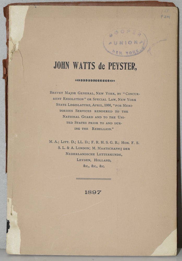 Item #284670 GENERAL J. WATTS de PEYSTER [JOHN WATTS de PEYSTER]. Frank Allaben |, James I. Robertson.