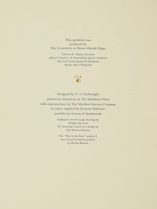 A PORTFOLIO HONORING HAROLD HUGH FOR HIS CONTRIBUTION TO SCHOLARLY PRINTING.
