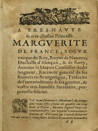 LE DECAMERON DE MAISTRE IEAN BOCACE FLORENTIN. TRADVICT D’ITALIEN EN FRANCOIS, PAR M. ANTOINE LE Maçon, CONSEILLER DU ROY, & TRESORIER DE L’EXTRAORDINAIRE DE SES GUERRES.