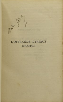 L’OFFRANDE LYRIQUE (GITANJALI).