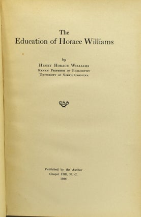THE EDUCATION OF HORACE WILLIAMS.