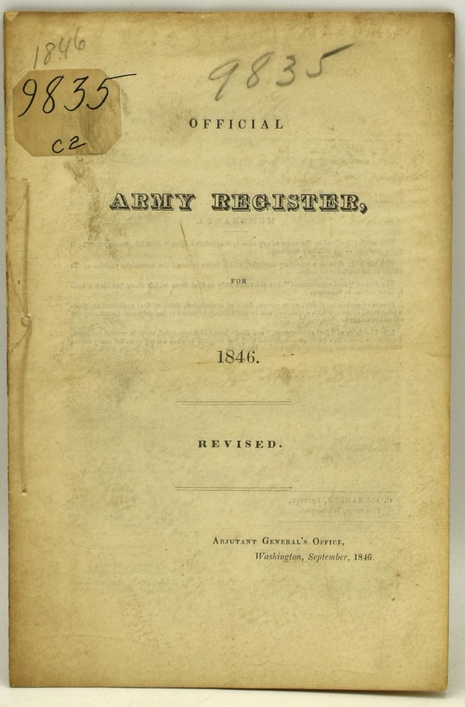 Item #289861 OFFICIAL ARMY REGISTER, FOR 1846. REVISED.