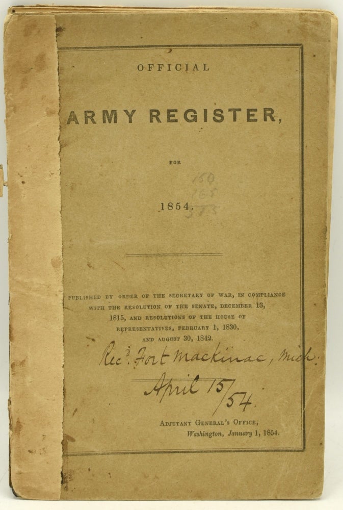 Item #289864 OFFICIAL ARMY REGISTER, FOR 1854.