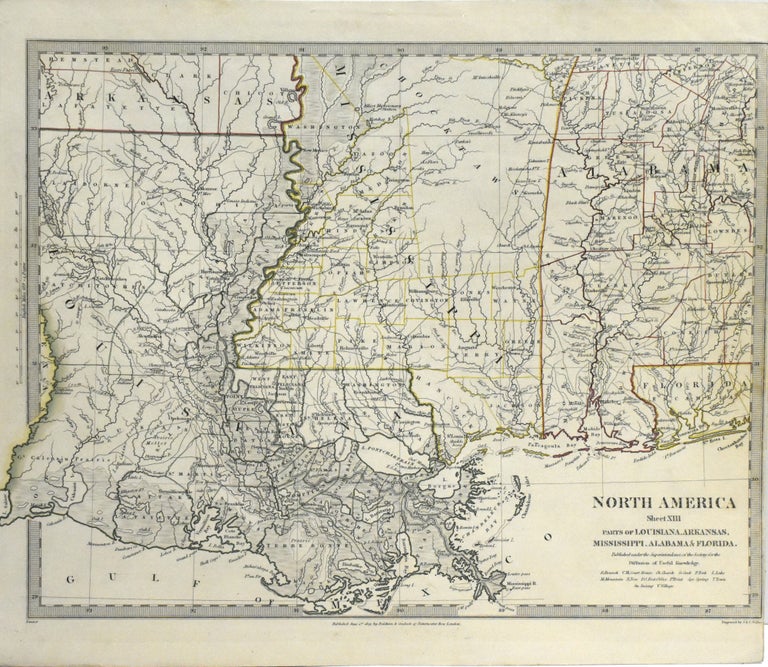 Item #290148 MAP OF NORTH AMERICA, SHEET XIII. PARTS OF LOUISIANA, ARKANSAS, MISSISSIPPI, ALABAMA & FLORIDA. FROM MAPS MODERN & ANCIENT.