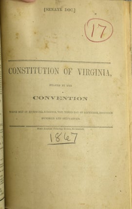 [SAMMELBAND] VIRGINIA ISSUES 1848-1892. 19 PAMPHLETS BOUND TOGETHER IN ONE.