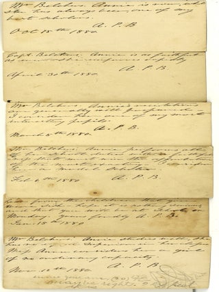 [VIRGINIANA] [PETERSBURG; SCHOOLS] SIX POSTCARDS 1880; REPORT CARDS