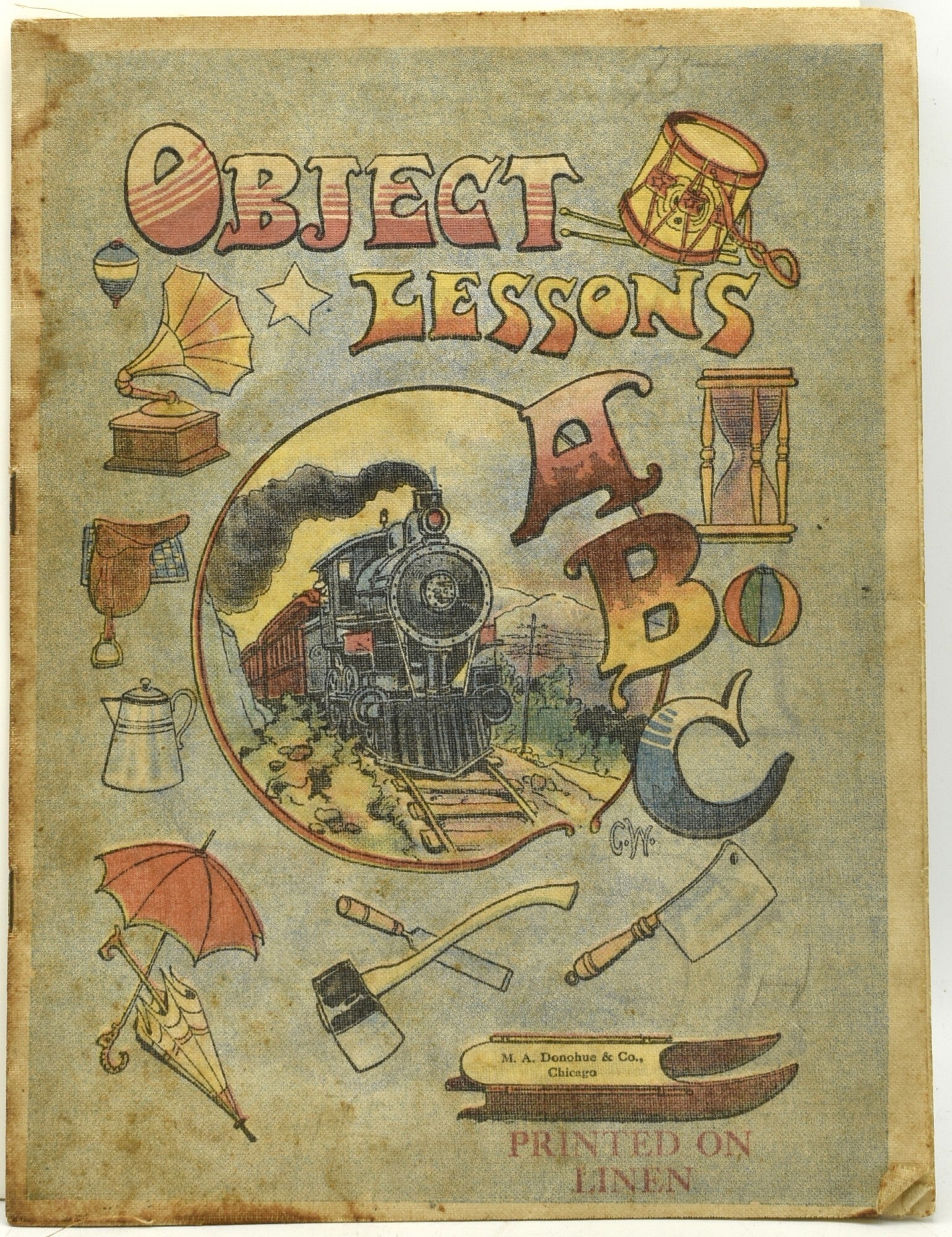 CHILDREN VICTORIAN OBJECT LESSONS. A B C LINEN No. 890