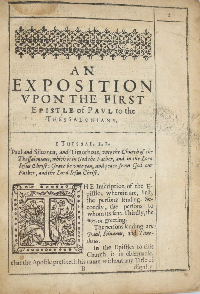 Item #295877 [RELIGION] [PURITAN] AN EXPOSITION WITH NOTES VPON [UPON] THE FIRST AND SECOND EPISTLES TO THE THESSALONIANS. | A BRIEFE EXPOSITION WITH NOTES, VPON THE SECOND EPISTLE TO THE THESSALONIANS. William Sclater.
