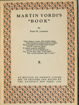 [LITERATURE] [PRISON] MARTIN YORDI’S “BOOK”