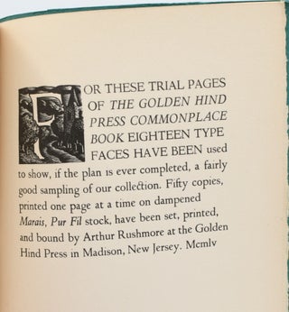 [SPECIAL PRESS] THE GOLDEN HIND PRESS COMMONPLACE BOOK: A GROUP OF TRIAL PAGES