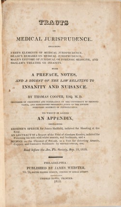 Item #297155 [MEDICINE] {POISON] TRACTS ON MEDICAL JURISPRUDENCE INCLUDING FARR’S ELEMENTS OF...