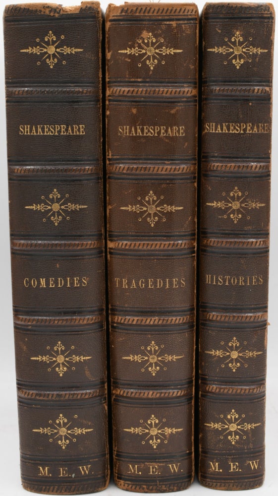 Item #297382 [DRAMA] THE COMPLETE WORKS OF SHAKESPEARE, FROM THE ORIGINAL TEXT: CAREFULLY COLLATED AND COMPARED WITH THE EDITIONS OF HALLIWELL, KNIGHT, AND COLLIER: WITH HISTORICAL AND CRITICAL INTRODUCTIONS AND NOTES TO EACH PLAY: AND A LIFE OF THE GREAT DRAMATIST ... ILLUSTRATED ... COMEDIES, HISTORICAL PLAYS, TRAGEDIES. [3 VOLUMES]. William Shakespeare | Charles Knight.