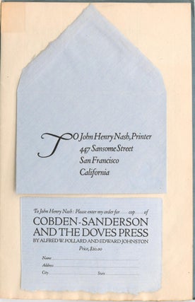 Item #297605 [SPECIAL PRESS] [A PROSPECTUS FOR] COBDEN-SANDERSON AND THE DOVES PRESS; THE HISTORY...
