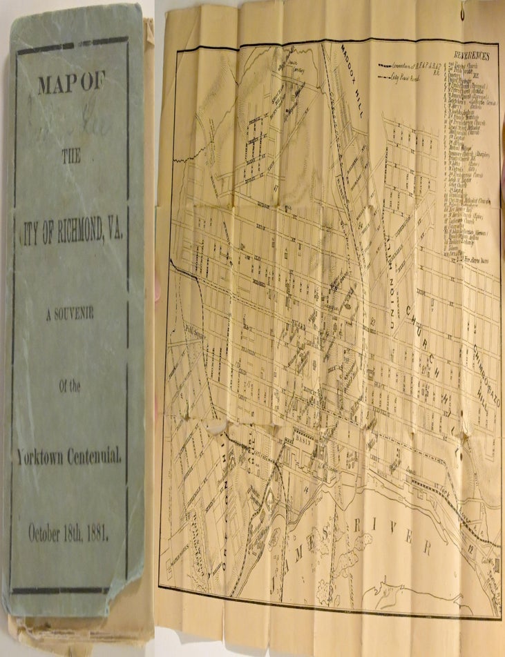 Item #298852 [VIRGINIA] [MINIATURE] [FOLDING MAP] MAP OF THE CITY OF RICHMOND, VA. A SOUVENIR OF THE YORKTOWN CENTENNIAL, OCTOBER 18th, 1881
