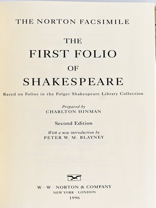 THE FIRST FOLIO OF SHAKESPEARE: THE NORTON FACSIMILE