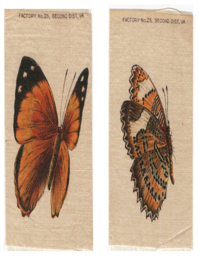 Item #300099 UNIQUE BUTTERFLY CIGARETTE SILKS (2). American Tobacco Company.