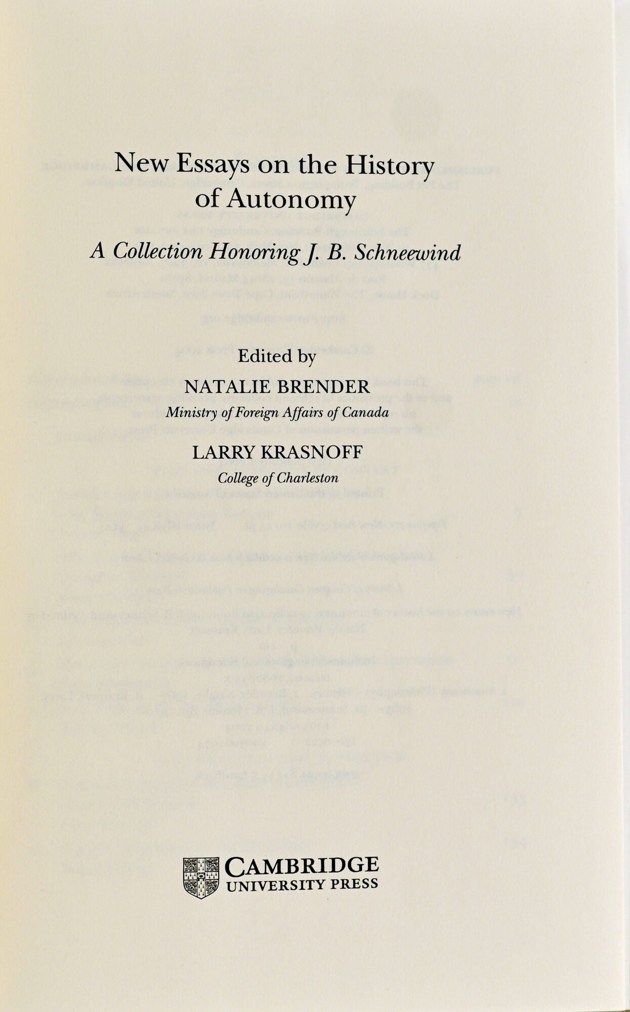 PHILOSOPHY NEW ESSAYS ON THE HISTORY OF AUTONOMY | Natalie Brender ...