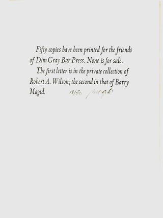 [SPECIAL PRESS] TWO LETTERS TO RENE TAUPIN