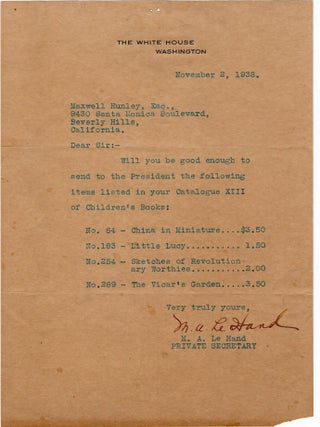 Item #300442 TLS &ldquo;MISSY&rdquo; LeHAND. FDR. AMERICANA, Franklin Roosevelt, Missy Lehand