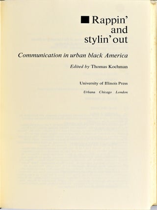 [AFRICAN AMERICANA] RAPPIN&rsquo; AND STYLIN&rsquo; OUT COMMUNICATION IN URBAN BLACK AMERICA
