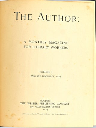 [BOOKS ON BOOKS] THE AUTHOR: A MONTHLY MAGAZINE FOR LITERARY WORKERS. VOLUME I JAN-DEC, 1989